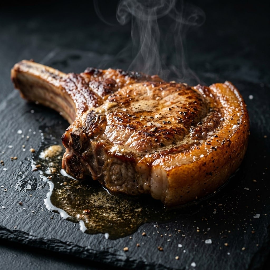 Brown Butter Pork Chop, plated