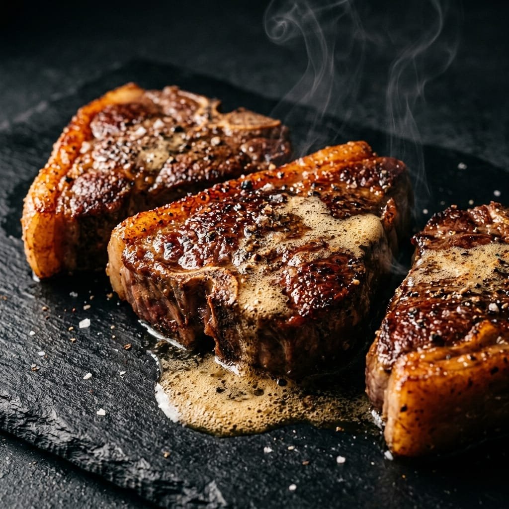 Butter-Basted Lamb Chops, plated