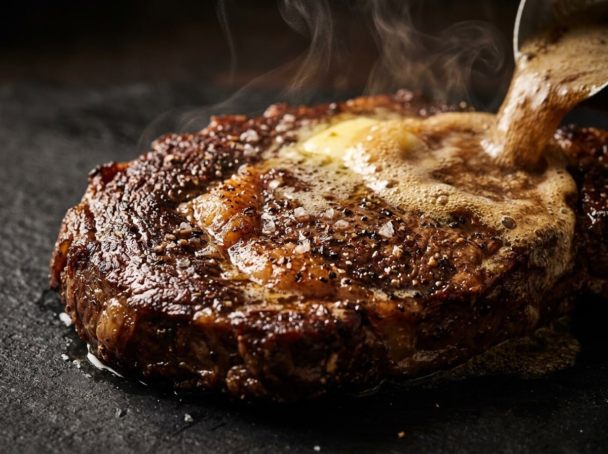 Butter-Basted Ribeye, plated