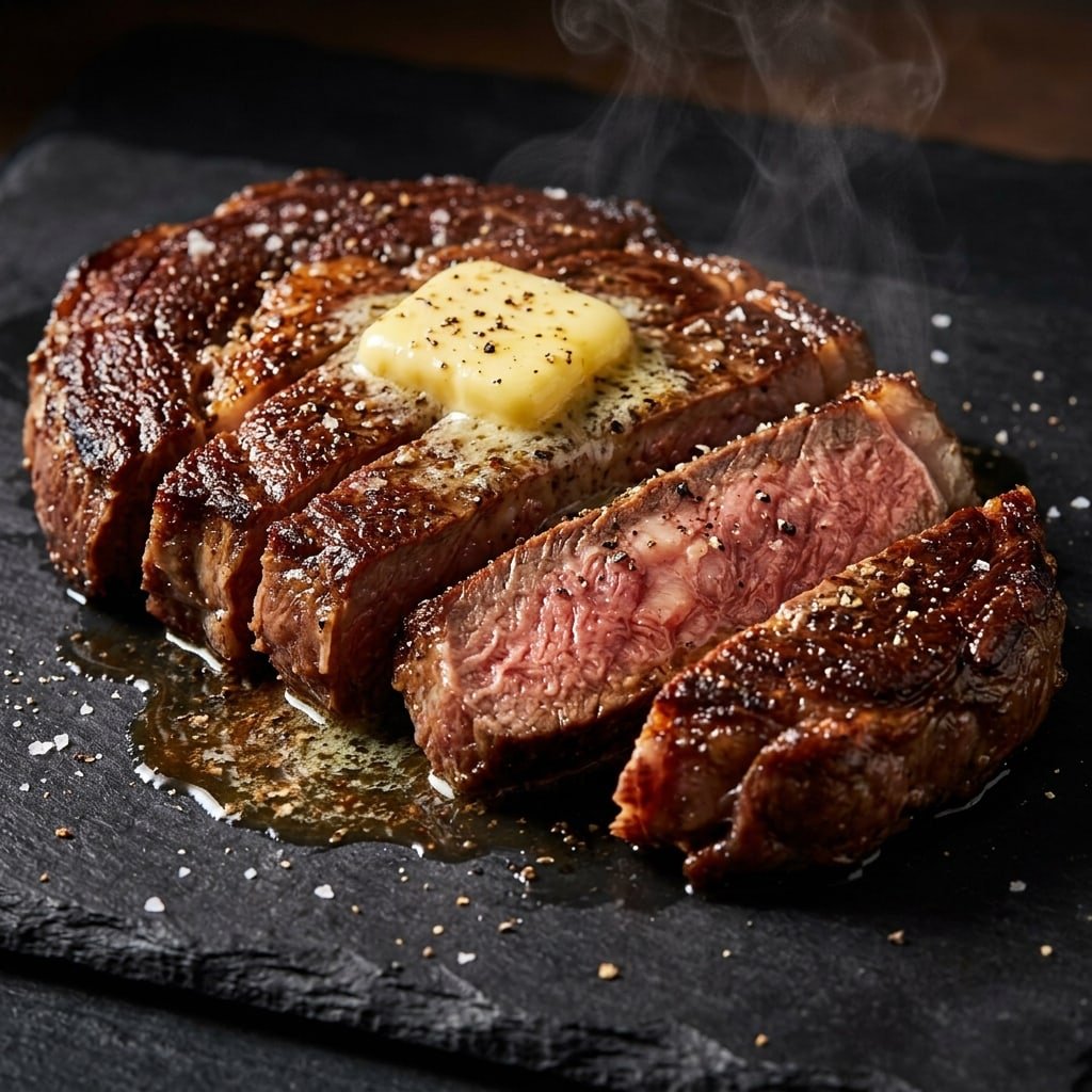 Chuck Eye Steak, Poor Man's Ribeye, plated