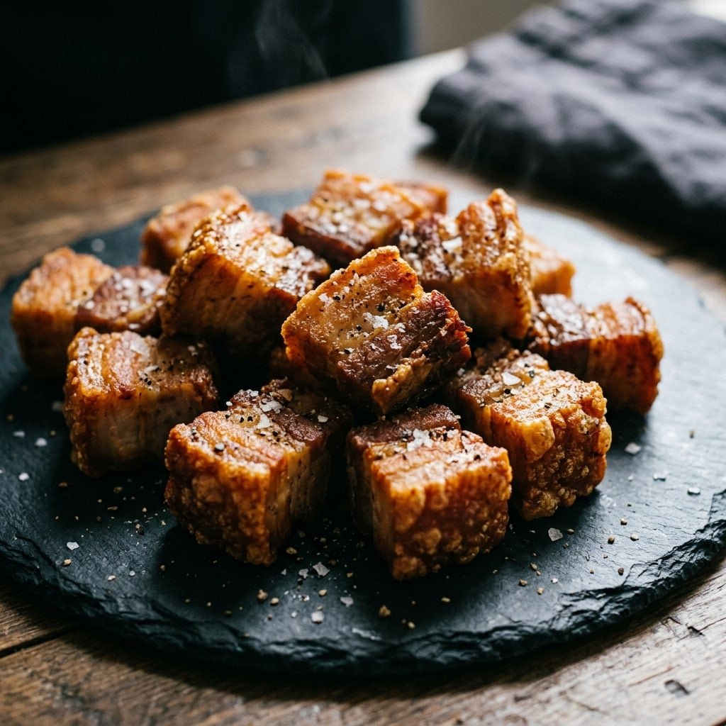 Crispy Pork Belly Bites, plated