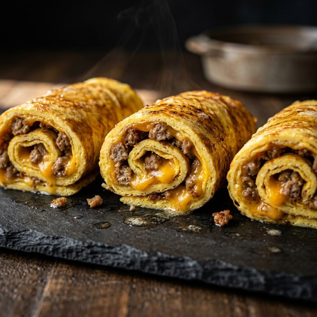 Egg Wrap Breakfast Rolls, plated