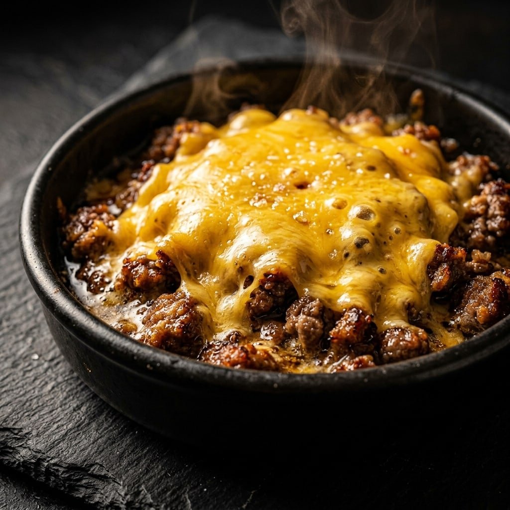 Ground Beef Cheese Bowl, plated